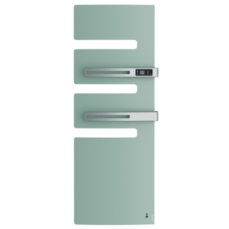 Sèche-serviettes connecté soufflant Serenis Premium Atlantic - Mât à gauche - 750 + 1000W - Vert d'eau