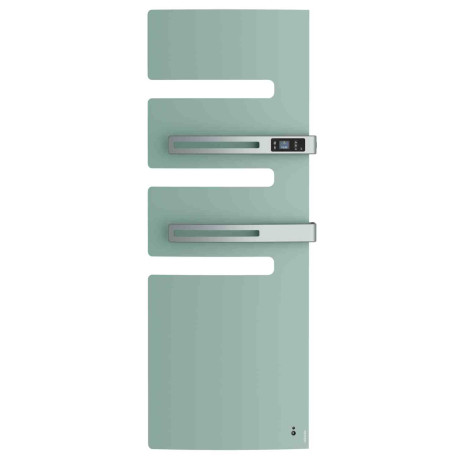 Sèche-serviettes connecté soufflant Serenis Premium Atlantic - Mât à droite - 750 + 1000W - Vert d'eau