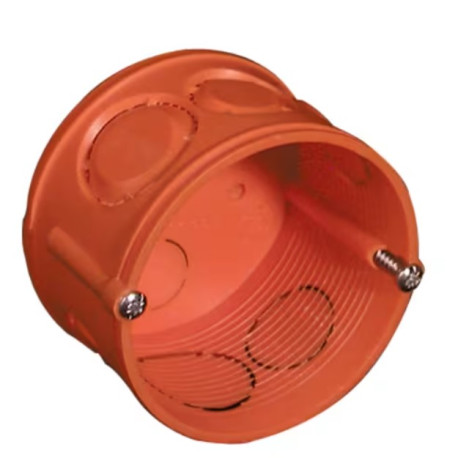 Lot de 100 boites d'encastrement rondes à sceller J12 Capribox Capri - A vis - Ø 64mm - 5 entrées - Orange