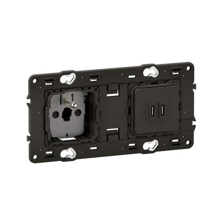 Prise double Céliane Legrand - 20W - 2P+T + USB Type C - Précâblée