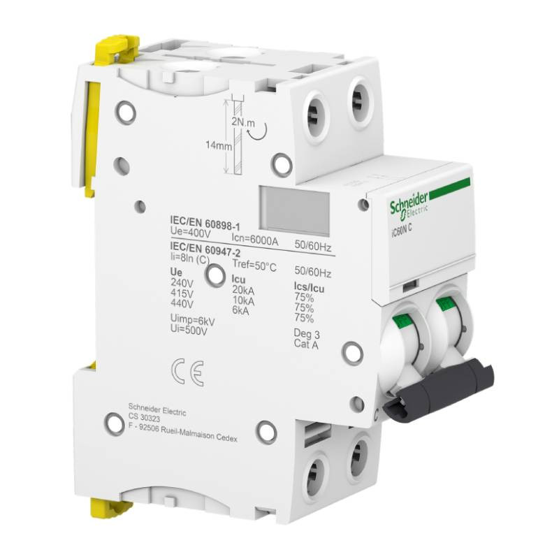 Schneider Acti9 iC60N 1P 16A C Miniature Circuit breaker - A9F44116