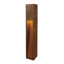 Borne extérieure Rusty Slot 80 SLV - Carré - 3000K - 9W - IP55 - Rouille