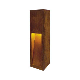 Borne extérieure Rusty Slot 50 SLV - Carré - 3000K - 9W - IP55 - Rouille