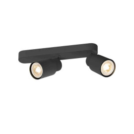 Spot orientable 2 points lumineux Tube Puri 2.0 SLV - Asymétrique - Mur ou plafond - GU10 - 2x6W max - IP20 - Noir