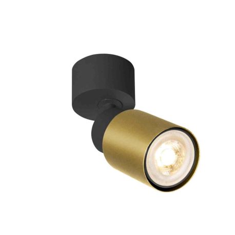 Spot orientable 1 point lumineux Tube Puri 2.0 SLV - Mur ou plafond - GU10 - 6W max - IP20 - Noir et Or