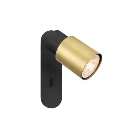 Spot orientable 1 point lumineux avec interrupteur Tube Puri 2.0 SLV - Mur - GU10 - 6W max - IP20 - Noir et Or