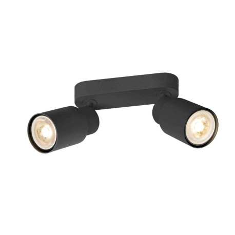 Spot orientable 2 points lumineux Tube Puri 2.0 SLV - Mur ou plafond - GU10 - 2x6W max - IP20 - Noir