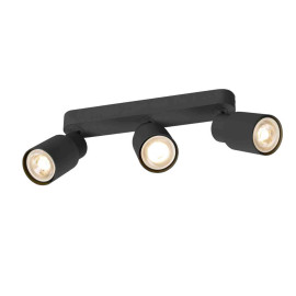 Spot orientable 3 points lumineux Tube Puri 2.0 SLV - Mur ou plafond - GU10 - 3x6W max - IP20 - Noir