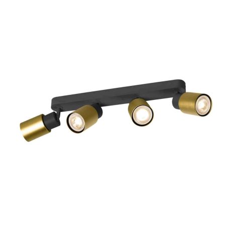 Spot orientable 4 points lumineux Tube Puri 2.0 SLV - Mur ou plafond - GU10 - 4x6W max - IP20 - Noir et Or