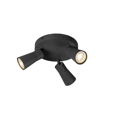Spot orientable 3 points lumineux Cone Puri 2.0 SLV - Base ronde - Mur ou plafond - GU10 - 3x6W max - IP20 - Noir
