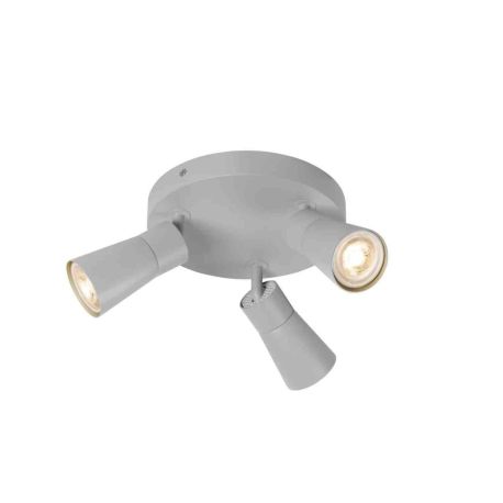 Spot orientable 3 points lumineux Cone Puri 2.0 SLV - Base ronde - Mur ou plafond - GU10 - 3x6W max - IP20 - Gris