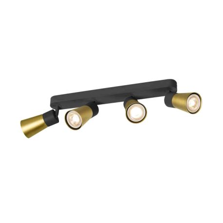Spot orientable 4 points lumineux Cone Puri 2.0 SLV - Mur ou plafond - GU10 - 4x6W max - IP20 - Noir et Or