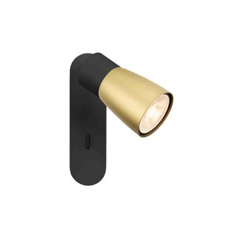 Spot orientable 1 point lumineux avec interrupteur Dome Puri 2.0 SLV - Mur - GU10 - 6W max - IP20 - Noir et Or