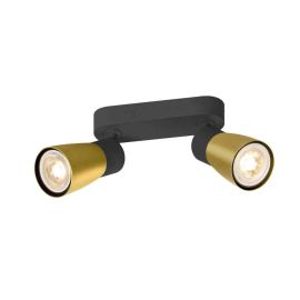 Spot orientable 2 points lumineux Dome Puri 2.0 SLV - Mur ou plafond - GU10 - 2x6W max - IP20 - Noir et Or