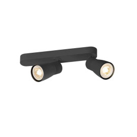 Spot orientable 2 points lumineux Dome Puri 2.0 SLV - Asymétrique - Mur ou plafond - GU10 - 2x6W max - IP20 - Noir