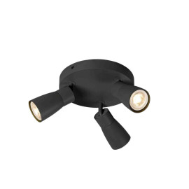 Spot orientable 3 points lumineux Dome Puri 2.0 SLV - Base ronde - Mur ou plafond - GU10 - 3x6W max - IP20 - Noir