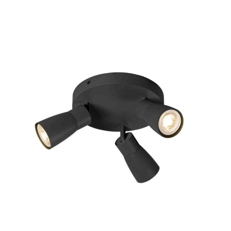 Spot orientable 3 points lumineux Dome Puri 2.0 SLV - Base ronde - Mur ou plafond - GU10 - 3x6W max - IP20 - Noir