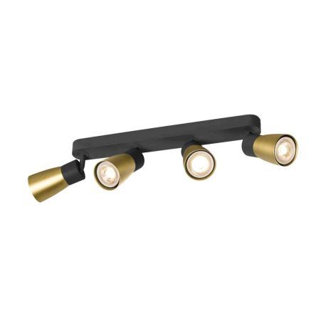 Spot orientable 4 points lumineux Dome Puri 2.0 SLV - Mur ou plafond - GU10 - 4x6W max - IP20 - Noir et Or