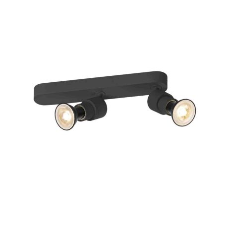 Spot à composer 2 points lumineux Basic Puri 2.0 SLV - Asymétrique - Mur ou plafond - GU10 - 2x6W max - IP20 - Noir