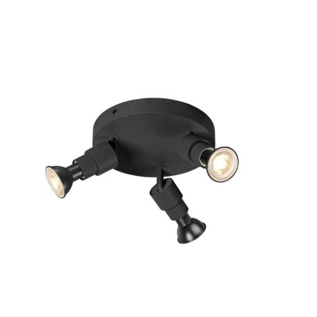 Spot à composer 3 points lumineux Basic Puri 2.0 SLV - Base ronde - Mur ou plafond - GU10 - 3x6W max - IP20 - Noir