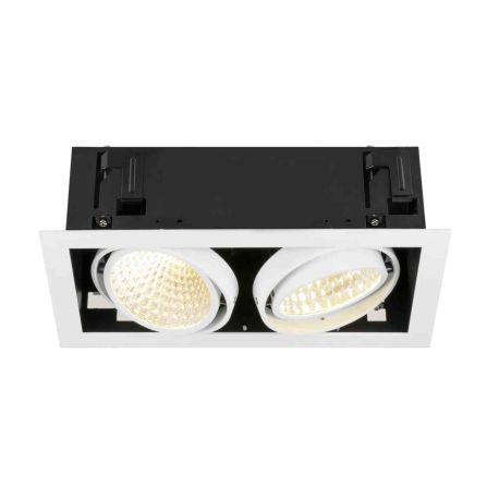 Double spot LED encastré Kadux SLV - Rectangulaire - 54W - 3000K - IP20 - Blanc/Noir - Dimmable Dali Touch
