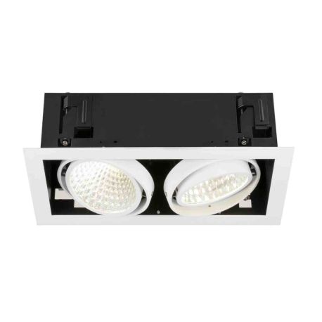 Double spot LED encastré Kadux SLV - Rectangulaire - 54W - 4000K - IP20 - Blanc/Noir - Dimmable Dali Touch