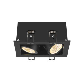 Double spot LED encastré Kadux SLV - Rectangulaire - 14W - 3000K - IP20 - Noir - Dimmable