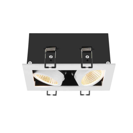 Double spot LED encastré Kadux SLV - Rectangulaire - 14W - 3000K - IP20 - Blanc/Noir - Dimmable
