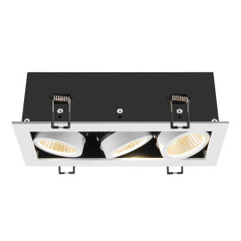 Triple spot LED encastré Kadux SLV - Rectangulaire - 20W - 3000K - IP20 - Blanc/Noir - Dimmable