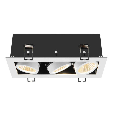 Triple spot LED encastré Kadux SLV - Rectangulaire - 20W - 3000K - IP20 - Blanc/Noir - Dimmable