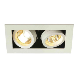 Double spot encastré Kadux SLV - Rectangulaire - GU10/QPAR51 - 2x50W max - IP20 - Blanc/Noir