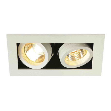 Double spot encastré Kadux SLV - Rectangulaire - GU10/QPAR51 - 2x50W max - IP20 - Blanc/Noir