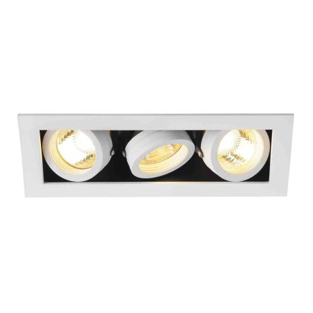 Triple spot encastré Kadux SLV - Rectangulaire - GU10/QPAR51 - 3x50W max - IP20 - Blanc/Noir