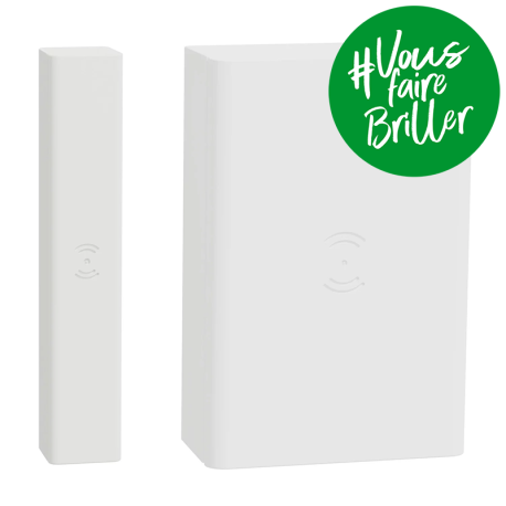 Détecteur d'ouverture connecté Wiser Schneider Electric - Génération 2 - Contact fenêtre/porte - Sur batterie 3V