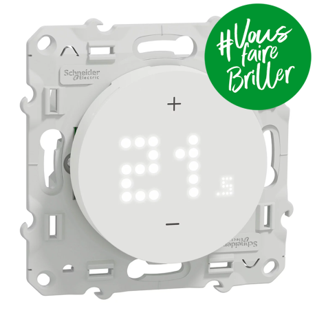 Thermostat connecté filaire Wiser Odace Schneider Electric - Génération 2 - 2A - Encastré - Blanc