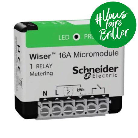 Micromodule encastré Wiser Schneider Electric - Pour ballon d'eau chaude - 16A - Zigbee