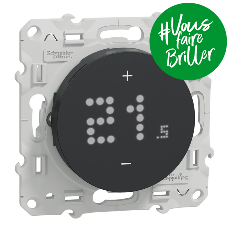 Thermostat connecté filaire Wiser Odace Schneider Electric - Génération 2 - 2A - Encastré - Anthracite