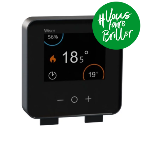Thermostat connecté Wiser Schneider Electric - Mural - Sans fil - Zigbee - 2,4GHz - Noir