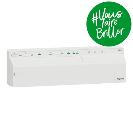 Actionneur pour plancher chauffant hydraulique Wiser Schneider Electric - 6 zones - 230V