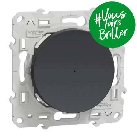Variateur universel Odace Wiser Schneider Electric - Poussoir - 2 fils - Zigbee - Anthracite