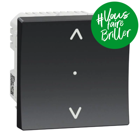 Interrupteur pour volet roulant Unica Wiser Schneider Electric - 4A - Zigbee - 45x45mm - Anthracite