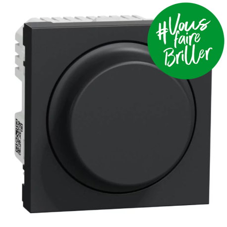 Variateur rotatif Unica Wiser Schneider Electric - 2 fils - Zigbee - Anthracite - Mécanisme seul