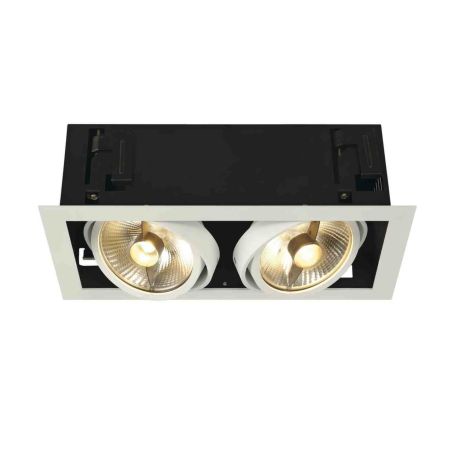 Double spot encastré Kadux SLV - Rectangulaire - GU10/QPAR51 - 2x75W max - IP20 - Blanc/Noir