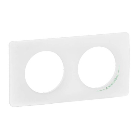 Plaque de finition Céliane Legrand - 2 postes - Blanc antimicrobien