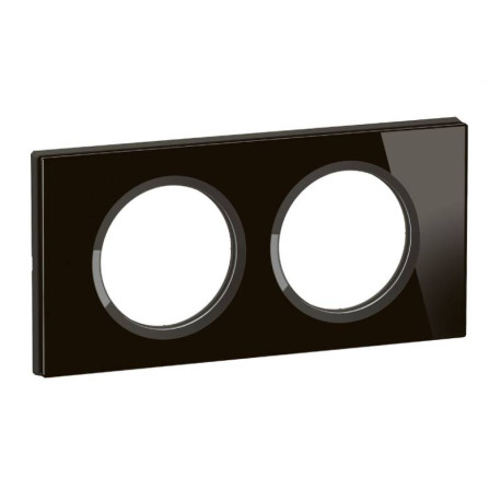 Plaque de finition Céliane Legrand - 2 postes - Verre Onyx noir