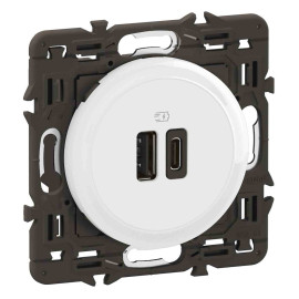 Prise USB Céliane Legrand - Type A + C - 15W - Blanc - Prémontée