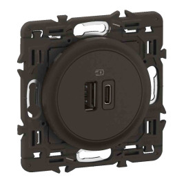 Prise USB Céliane Legrand - Type A + C - 15W - Noir - Prémontée