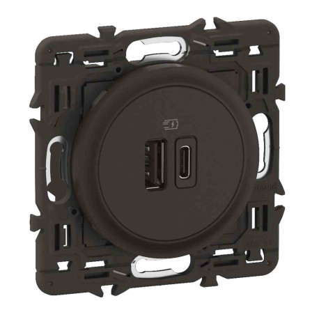 Prise USB Céliane Legrand - Type A + C - 15W - Noir - Prémontée