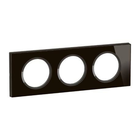 Plaque de finition Céliane Legrand - 3 postes - Verre Onyx noir