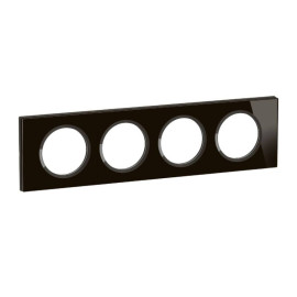 Plaque de finition Céliane Legrand - 4 postes - Verre Onyx noir